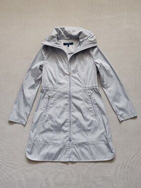 Cole Haan Signature Women's Packable Rain Jacket Size S/P Mist Light Blue Coat